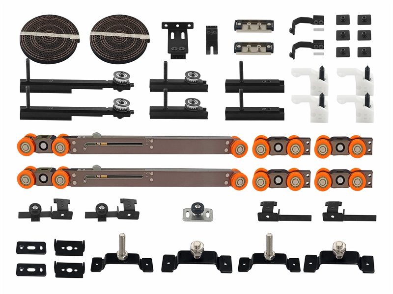 Telescopic sliding door hardware kits