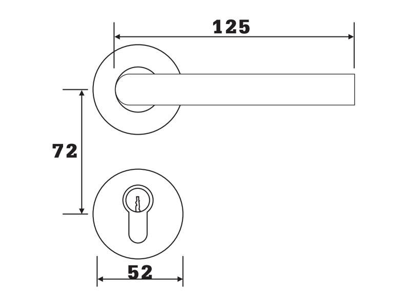 Brushed steel lever handle